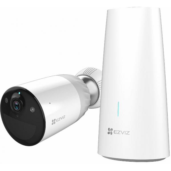 Ezviz bc1-b1 kit 1 telecamera ip a batteria wireless bc1 e base b1a torretta full hd ip66 waterproof visione notturna a colori colore bianco
