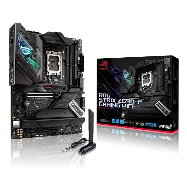 Asus rog strix z690-f gaming scheda madre atx, intel z690, lga1700, ddr5, pci 5.0, wifi 6e(802.11ax), intel i225-v 2.5gb lan, rog supremefx 7.1, 4xm.2, 6xsata 6gb-s, aura sync rgb, nero