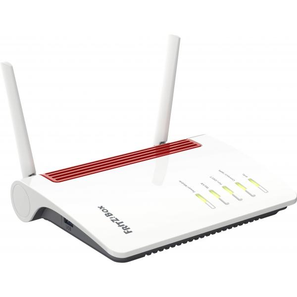 Avm fritz! box 6850 5g edition international, modem router 5g con wi-fi dual band fino a 1.266 mbit-s, mesh, 4x gigabit lan, 1x usb 3.0, voip, base dect, sim slot, interfaccia in italiano