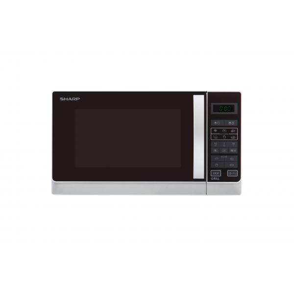 Sharp r-742inw forno a microonde con grill capacita` 25 litri potenza 900w 5 programmi 5 livelli di potenza display digitale silver