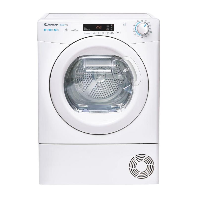 Candy smart pro csoe h8a2de-s asciugatrice a pompa di calore 8kg classe a++ programma cicli rapidi, easycase programma lana controllo remoto 596x607x850