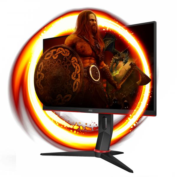 Aoc 24g2su 23.8 gaming w-led full hd 1 ms 165 hz low blue light adaptive sync 16:9 vga hdmi displayport hub usb altoparlanti incorporati nero rosso