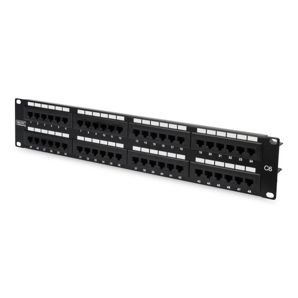 Digitus pannello patch 19`` non schermato utp 48 porte 8 poli rj45 per reti categoria 6 - 2 unita`