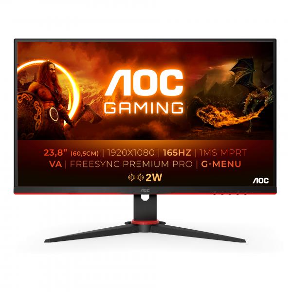 Aoc monitor 23.8`` led va gaming 24g2sae - bk 1920x1080 full hd tempo di risposta 1 ms frequenza di aggiornamento 165 (hz)