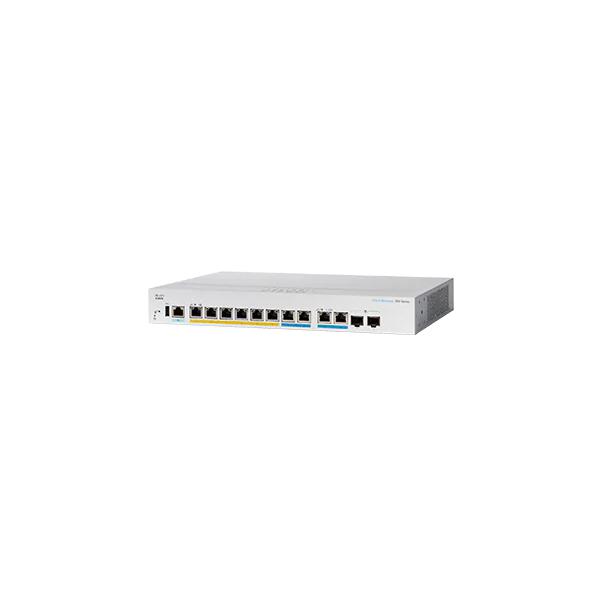 Cisco business 350 series cbs350-8mp-2x-eu switch gestito l3 8 x 100/1000/2.5g (poe+) + 2 x combo 10 gigabit sfp+/rj-45 poe+ (240 w) montabile su rack