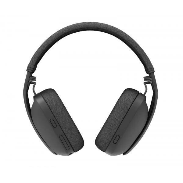 Logitech zone vibe 100 cuffie wireless over-ear leggere con microfono con eliminazione del rumore auricolare bluetooth multipoint compatibile con teams google meet zoom mac pc grafite