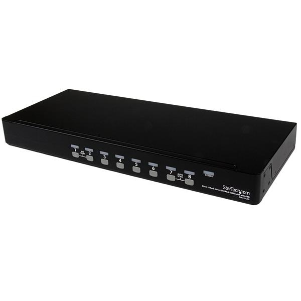 Switch kvm usb ps/2 a 8 porte montabile a rack1u con osd