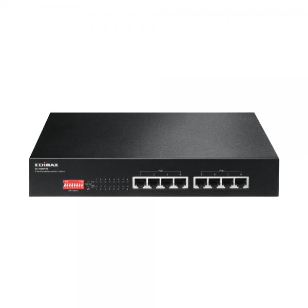 Long range 8-port fast ethernet poe+ switch with dip switch