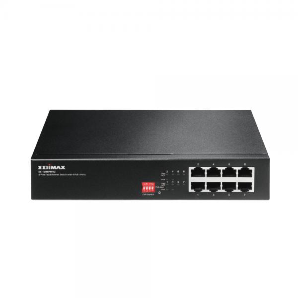 Long range 8-port fast ethernet switch 4 poe+ports dip switch