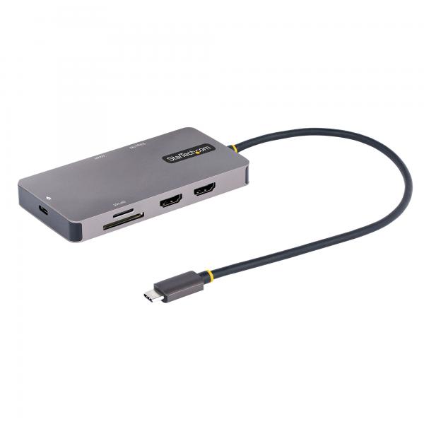 Startech.com adattatore usb c multiporta doppio hdmi 4k 60hz hub usb a 5gbps a 2 porte 100w power delivery pass-through cavo da 30cm