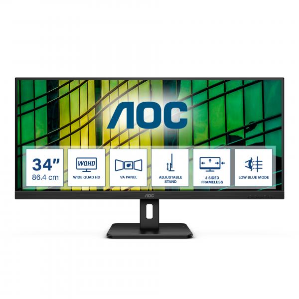 Aoc u34e2m monitor pc 34`` 3440x1440 pixel wide quad hd nero