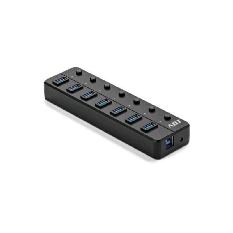 Adj 143-00024 hub usb 3.1 7 porte seven fast charging compatibile 1.0 2.0 nero