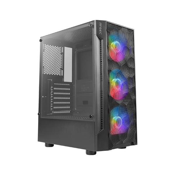 Antec nx260 case midi tower atx micro-atx itx pannello laterale in vetro temperato 3 ventoloe argb da 120mm 1xusb3.0 2xusb2.0 hd-audio colore grey