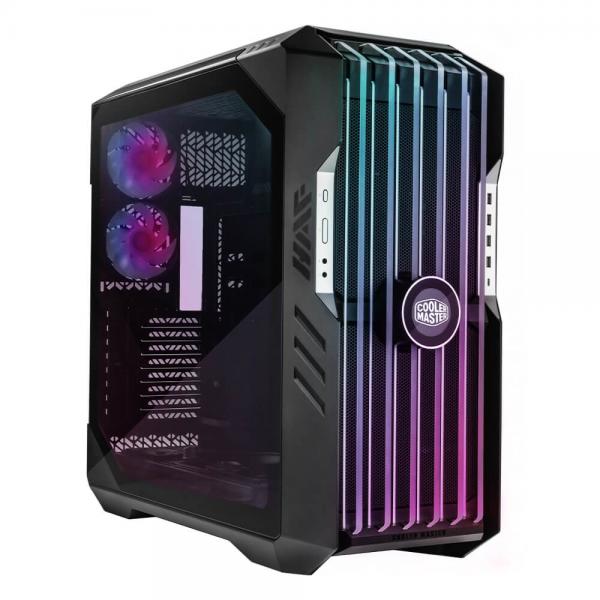 Cooler master haf 700 evo pc case - full-tower, compatibile e-atx, 5 ventole preinstallate, staffe radiatore girevoli, high-airflow cooling, lcd real-time, lame argb edge-lit, pannello laterale tg