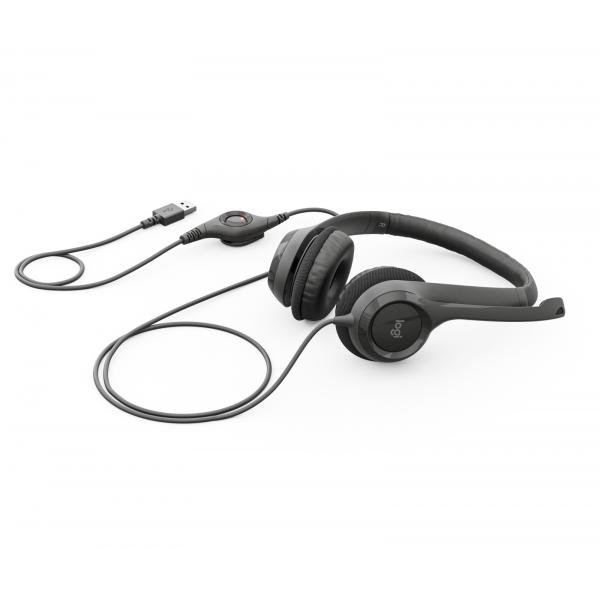 Logitech h390 cuffia con cavo e microfono per pc/portatile auricolari stereo microfono con cancellazione del rumore usb-a nero