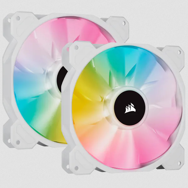 Corsair sp140 kit 2 ventole rgb elite pwm 140mm con icue lighting node core otto led rgb programmabili colore bianco