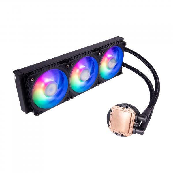 Cooler master masterliquid pl360 flux - sistema di raffreddamento a liquido aio per cpu 3 ventole 120 mm radiatore 360 mm controller rgb indirizzabile gen2 - supporta amd e intel