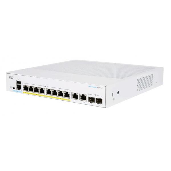 Cisco business 250 series cbs250-8pp-e-2g-eu switch gestito l2/l3 8 x 10/100/1000 (poe+) + 2 x sfp combinato poe+ (45 w) montabile su rack