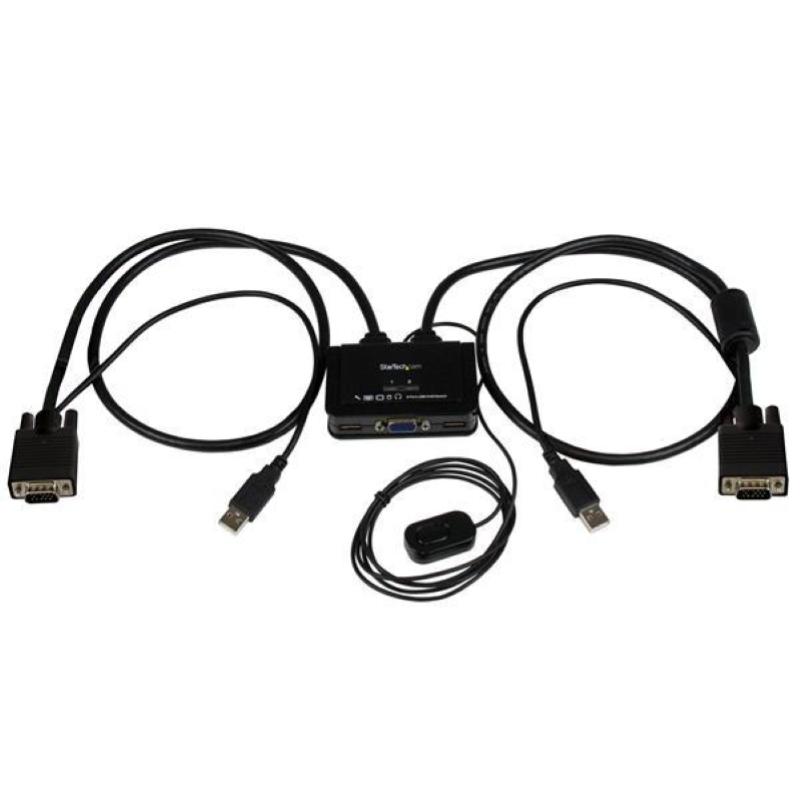 Startech switch commutatore kvm usb vga a 2 porte - alimentato via usb con pulsante di commutazione a distanza