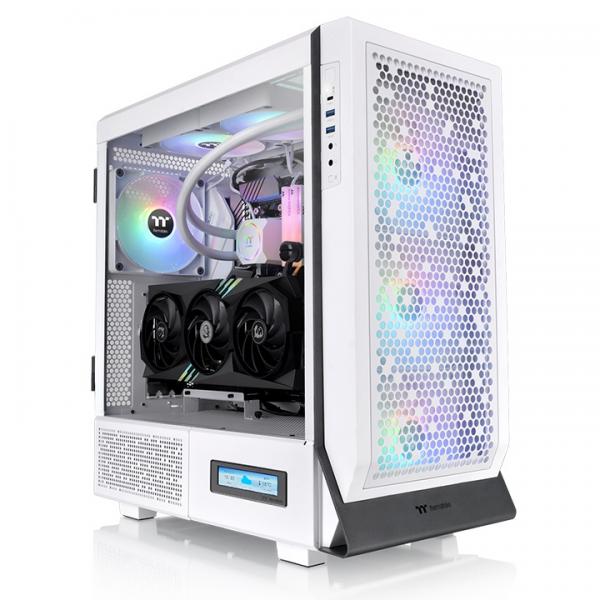Thermaltake ceres 500 tg argb case mid tower mini-itx micro-itx atx e-atx pannello laterale in vetro temperato 1xusb-c 3.2 2xusb-a 3.0 4xventole 140mm argb snow/white