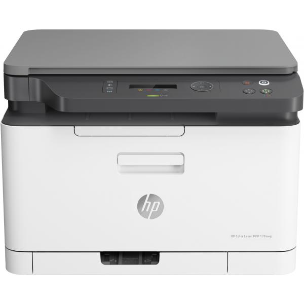 Hp color laserjet mfp 178nw 4zb96a, stampante a singola funzione a4, stampa fronte e retro manuale a colori, 18 ppm, usb, wi-fi, ethernet, schermo lcd a icone con
