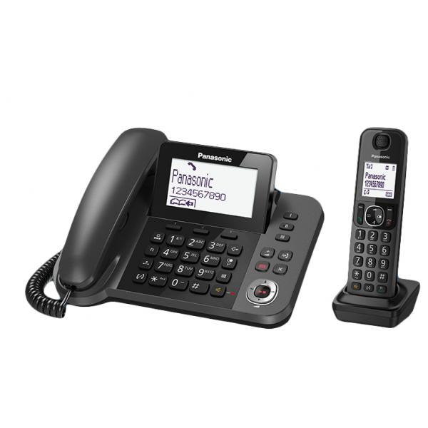 Panasonic kx-tgf320exm telefono fisso display 3,4`` segreteria vivavoce + cordless dect display 1,8`` vivavoce nero