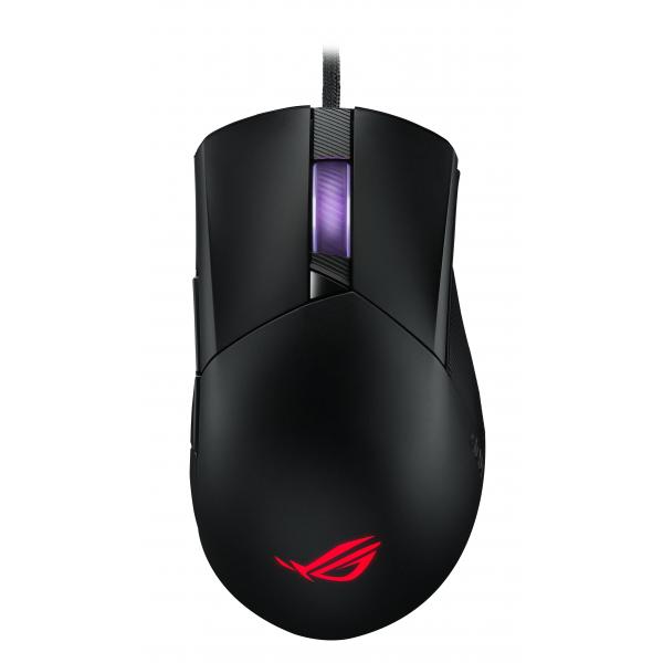 Asus rog gladius iii mouse gaming usb, sensore ottico 19.000 dpi, 6 tasti programmabili, illuminazione rgb, rog switch socket push-fit, ergonomico, nero