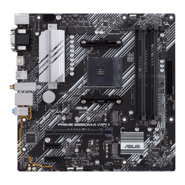 ASUS PRIME B550M-A WIFI II - scheda madre - micro ATX - Socket AM4 - Chipset AMD B550 - USB 3.2 Gen 1, USB 3.2 Gen 2 - Gigabit LAN, Wi-Fi 6, Bluetooth - grafica integrata (CPU richiesta)