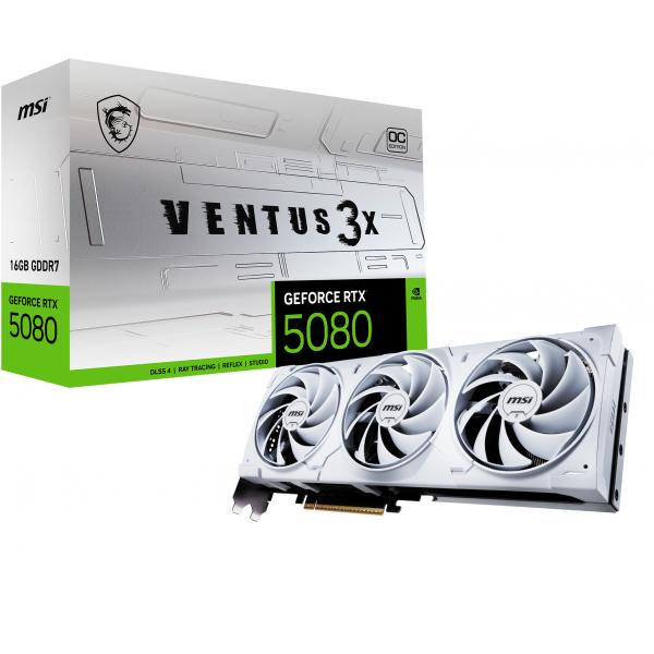 Scheda grafica - MSI - GeForce RTX 5080 Ventus 3X OC Bianco - 16 GB - GDDR7 - PCIe Gen 5