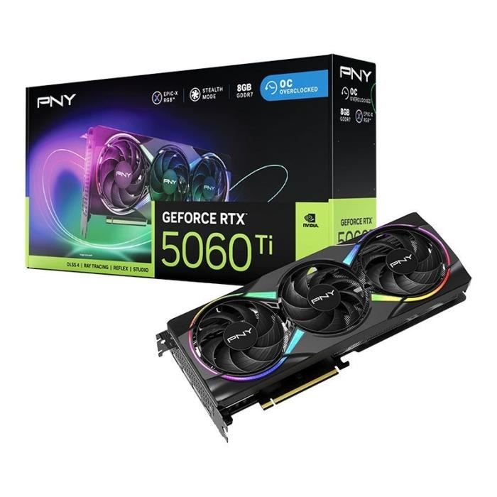 PNY - Scheda grafica - GeForce RTX™ 5060 Ti - 8 GB - ARGB Overclocked Triple Fan DLSS 4