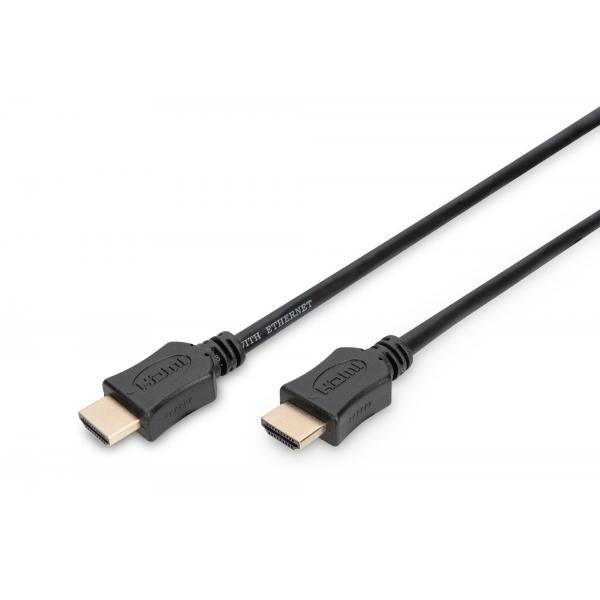 CAVO DIGITUS HDMI TO HDMI,M/M, 2MT, 4K 3D ETHERNET, CONNETTORI DORATI,TRIPLA SCHERMATURA, NERO, AK330107020S