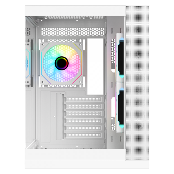 CASE ITEK TOWER "DARK CAVE DS" Gaming Tower 2*USB3,1*USB-C 3*12cm fan ARGB, Side & Front Panel Temp Glass, BIANCO-  ITGCADCDSW
