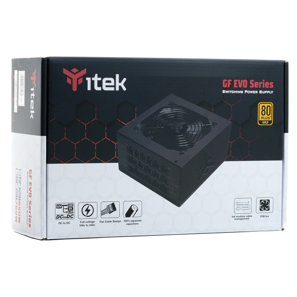 ALIMENTATORE ITEK GF650 650W ATX VENTOLA FDB 12CM - Active FDB - 80PLUS GOLD, COND. GIAPPONESI MODULARE - ITPSEGF650