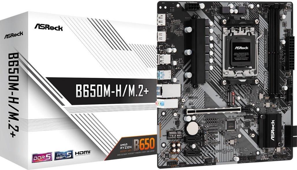 ASRock B650M-H/M.2+ - Motherboard - micro ATX - Socket AM5 - AMD B650 Chipsatz - USB-C 3,2 Gen 1, USB 3,2 Gen 1 - Gigabit LAN - Onboard-Grafik (CPU erforderlich) - HD Audio (8-Kanal) (90-MXBMS0-A0UAYZ)