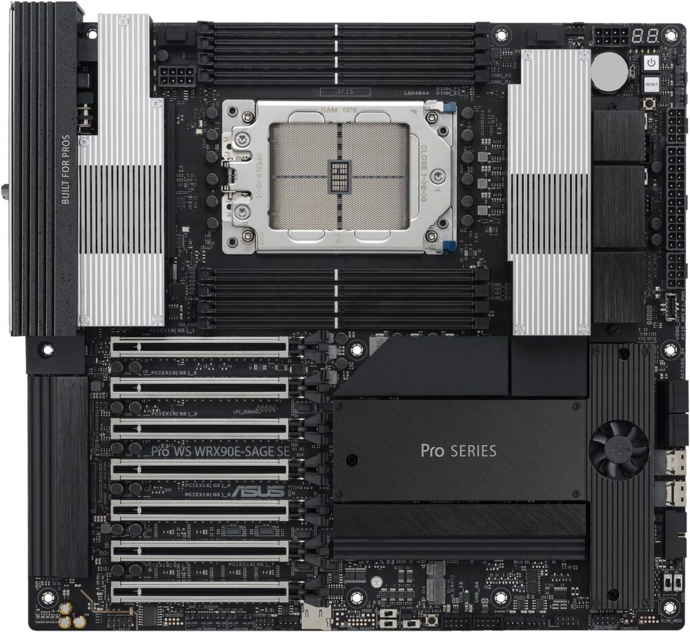 ASUS PRO WS WRX90E-SAGE SE - Motherboard - SSI EEB AST2600 - Socket sTR5 - AMD WRX90 Chipsatz - USB 3,2 Gen 1, USB-C 3,2 Gen 2x2, USB4 - Gigabit LAN - Onboard-Grafik (CPU erforderlich) - HD Audio (6-Kanal) (90MB1FW0-M0EAY0)