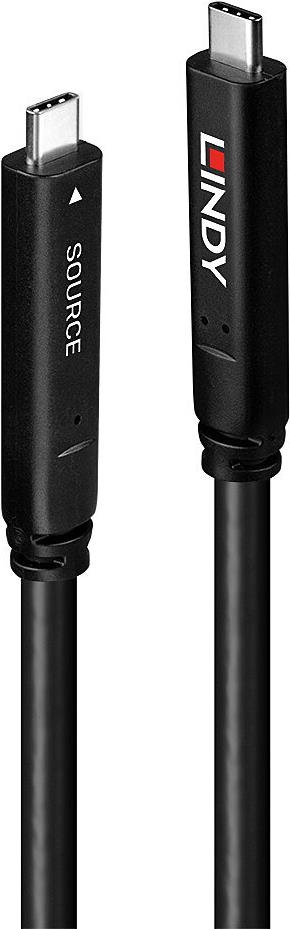Lindy Hybrid - USB-Kabel - 24 pin USB-C (M) zu 24 pin USB-C (M) - USB 3,2 Gen 1 / DisplayPort 1,4  3 A - 8,0m - USB-C Power Delivery (60 W), unterstützt 4K 30 Hz (3840 x 2160) - Schwarz (43393)