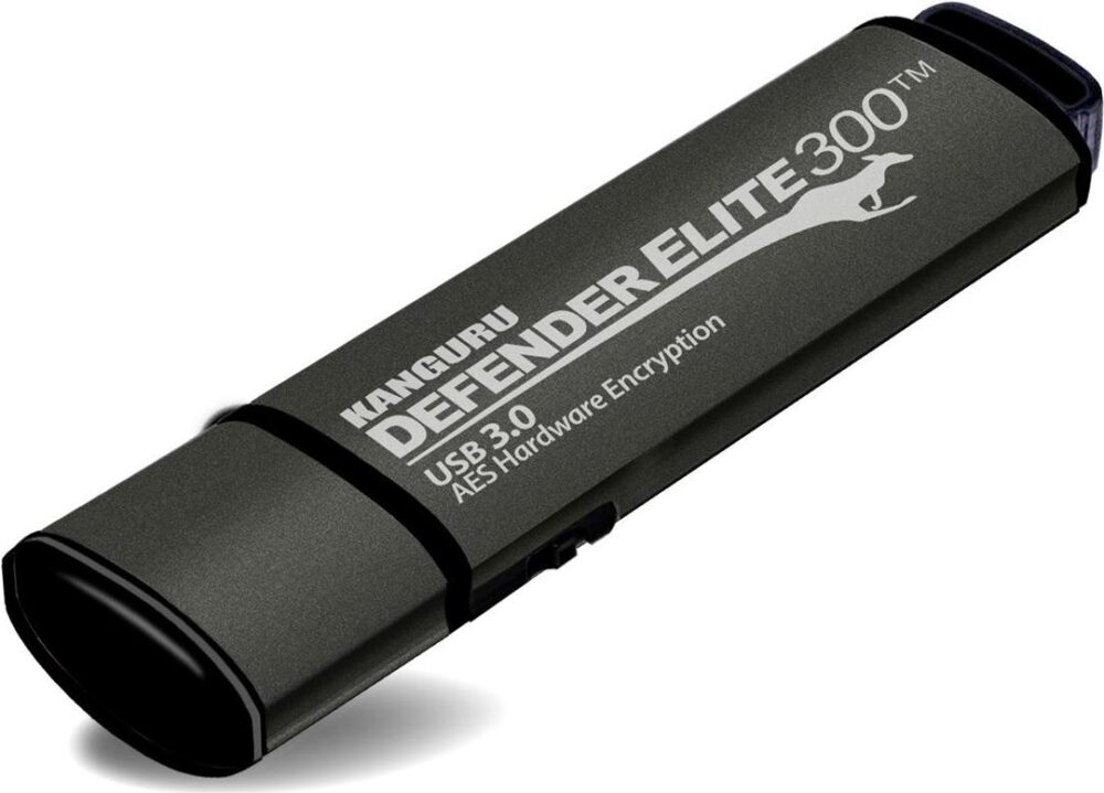 Kanguru Encrypted Defender Elite300 - USB-Flash-Laufwerk - verschlüsselt - 512 GB - USB 3.2 Gen 1 - FIPS 140-2 Level 2 - Schwarz - TAA-konform (KDFE300-512G)
