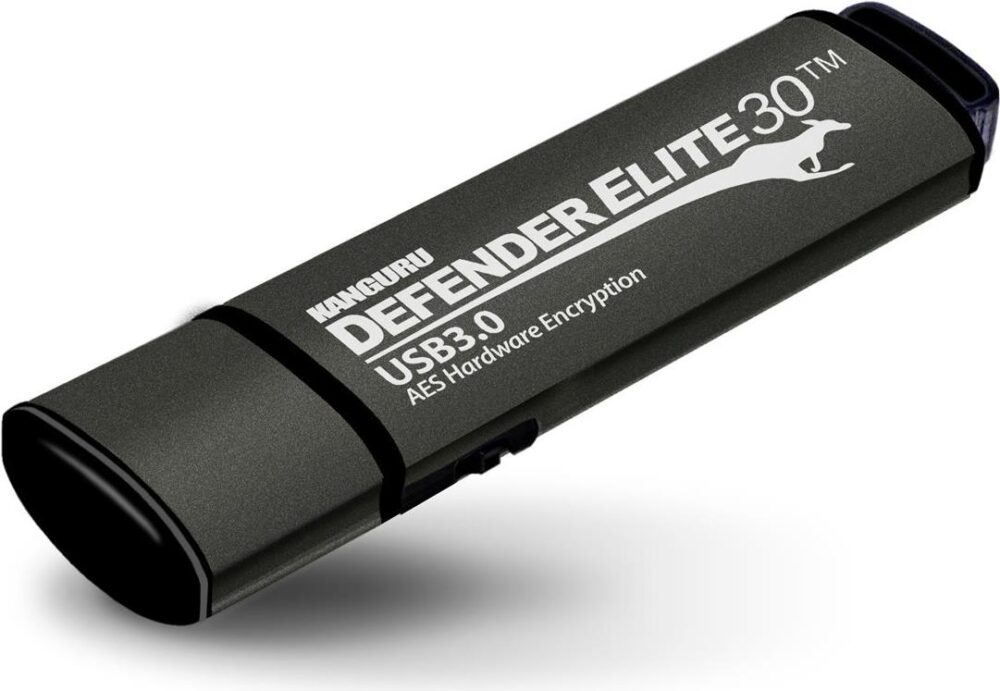 Kanguru Defender Elite30 - USB-Flash-Laufwerk - verschlüsselt - 512 GB - USB 3.2 Gen 1 - Schwarz - TAA-konform (KDFE30-512G)
