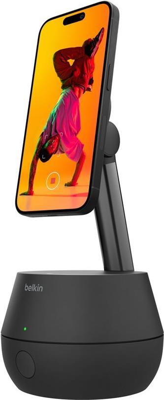 Belkin Auto-Tracking-Ständer Pro mit DockKit, Handyhalterung mit Ladefunktion kompatibel mit MagSafe, kabelloses Laden mit 15W, 360-Grad-Tracking, 1,5-m-Kabel, iOS-Integration für iPhone 15, 14, 13 (MMA008VF05BK)