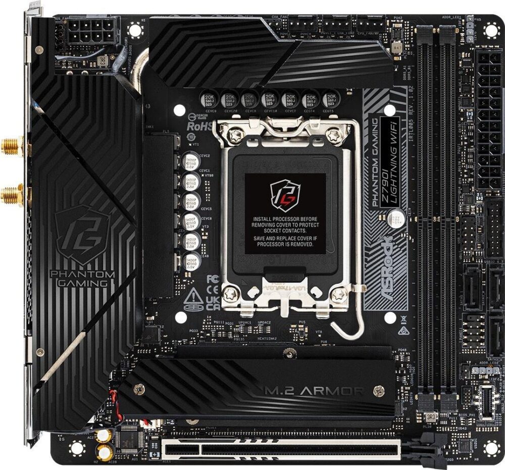 ASRock Phantom Gaming Z790I Lightning WiFi - Motherboard - Mini-ITX - LGA1700-Sockel - Z790 Chipsatz - USB 3,2 Gen 1, USB 3,2 Gen 2, USB-C 3,2 Gen 1, USB-C 3,2 Gen2 - Wi-Fi, Bluetooth - Onboard-Grafik (CPU erforderlich) - HD Audio (8-Kanal) (90-MXBNM0-A0UAYZ)