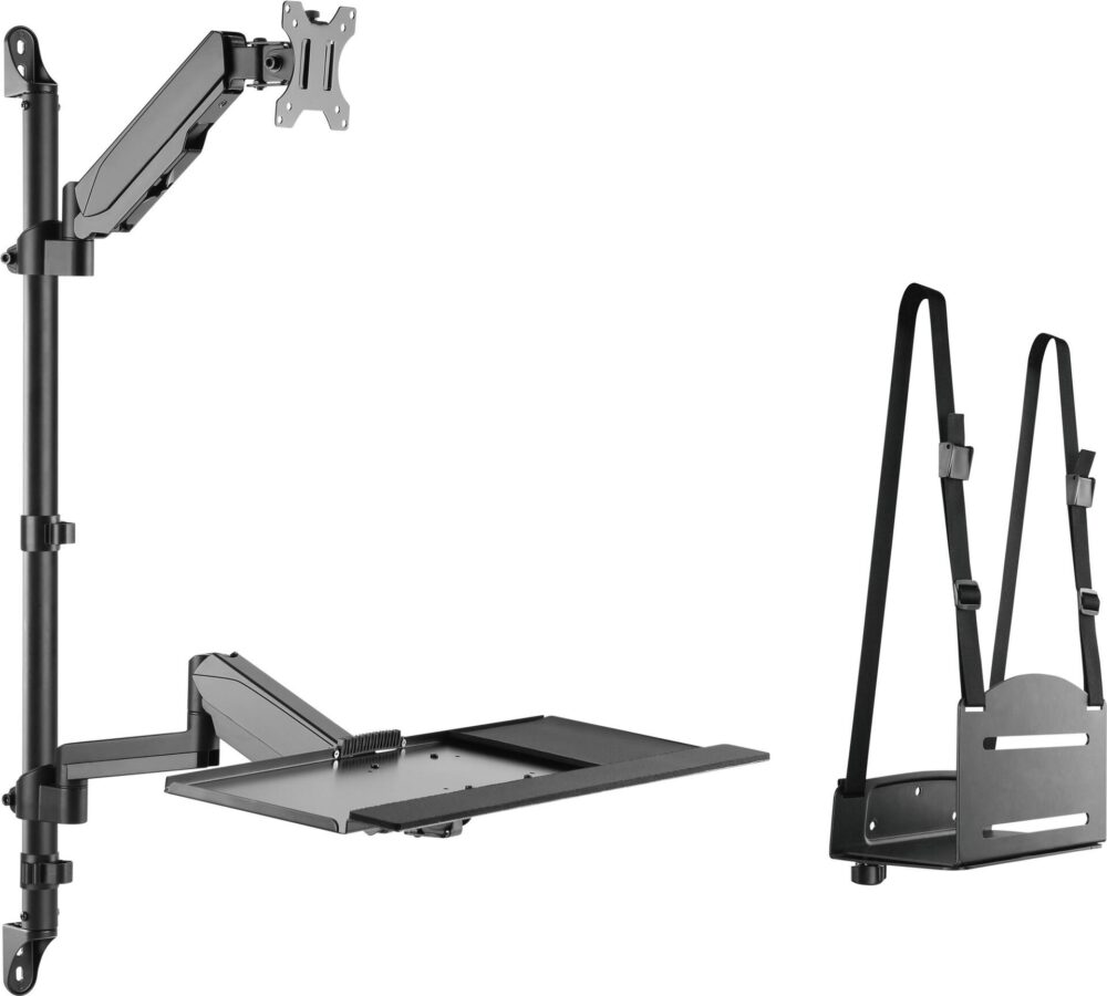 equip - Befestigungskit (CPU-Halterung, Tastatur-Tablett, Wandmontagehalterung) - Gasfeder - für LCD-Display / Curved LCD-Display - workstation - Kunststoff, stainless steel, Aluminium - Schwarz - Bildschirmgröße: 43,2-81,3 cm (17"-32") - Wandmontage (650170)