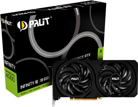 Palit GeForce RTX 4060 Infinity 2 - Grafikkarten - GeForce RTX 4060 - 8GB GDDR6 - PCIe 4,0 - 3 x DisplayPort, HDMI (NE64060019P1-1070L)