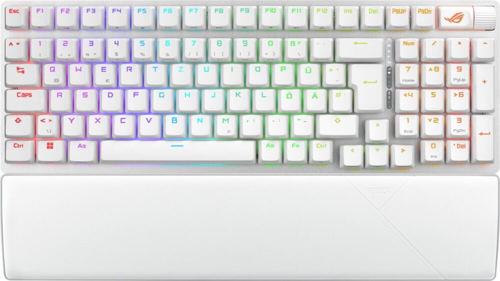 ASUS ROG Strix Scope II 96 - Tastatur - 96% - backlit - kabellos - USB, 2,4 GHz, Bluetooth 5,1 - Tastenschalter: ROG NX (hot-swappable) - weiß (90MP037A-BKDA30)