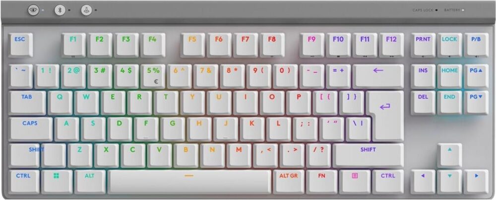 Logitech G G515 - Tastatur - LIGHTSPEED - TKL - Hintergrundbeleuchtung - kabellos - 2,4 GHz, Bluetooth, USB - QWERTY - US International - Tastenschalter: GL Tactile - weiß (920-012539)