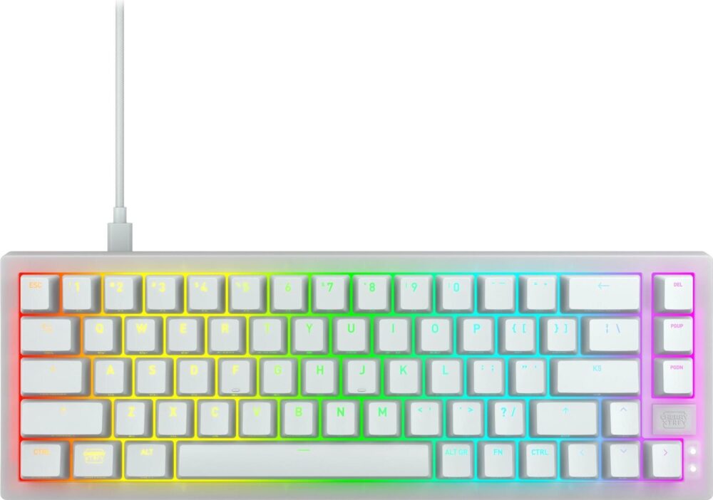 CHERRY XTRFY K5V2 - Tastatur - 65% - compact - hintergrundbeleuchtet - QWERTY - USA - Tastenschalter: CHERRY MX2A Red (austauschbar im laufenden Betrieb) - weiß (CX-K5V2-RGB-CPT-TPWHITE-R-US)