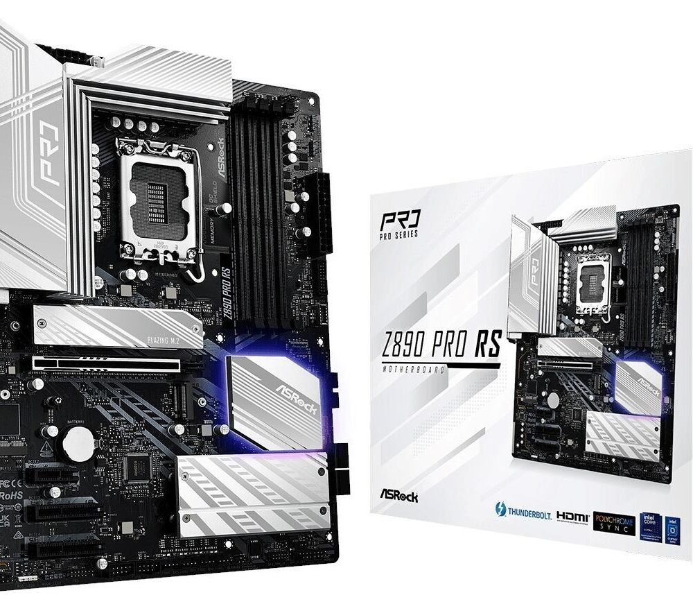 ASRock Z890 Pro RS - Motherboard - ATX - LGA1851-Sockel - Z890 Chipsatz - USB4, USB 3,2 Gen 2x2, USB 3,2 Gen 2, USB 3,2 Gen 1 - Onboard-Grafik (CPU erforderlich) - HD Audio (8-Kanal) (90-MXBP10-A0UAYZ)