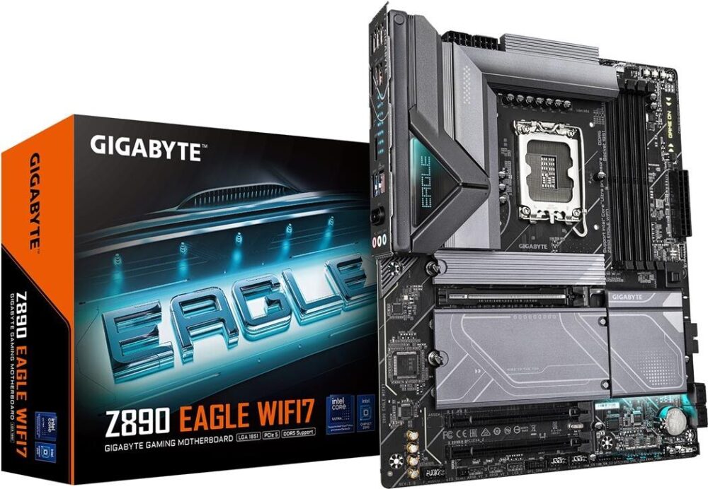 Gigabyte Z890 EAGLE WIFI7 - Motherboard - ATX - LGA1851-Sockel - Z890 Chipsatz - USB4, USB 3,2 Gen 2, USB 3,2 Gen 1, USB-C 3,2 Gen2 - Bluetooth, Wi-Fi 7, 2,5 Gigabit LAN - Onboard-Grafik (CPU erforderlich) - HD Audio (8-Kanal) (Z890 EAGLE WIFI7)