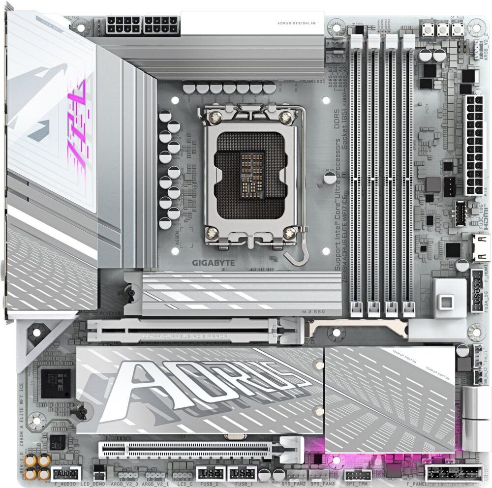 GIGABYTE AORUS Z890M ELITE WIFI7 ICE - Motherboard - micro ATX - LGA1851-Sockel - Z890 Chipsatz - USB4, USB-C 3,2 Gen2, USB 3,2 Gen 2, USB 3,2 Gen 1 - 2,5 Gigabit LAN, Wi-Fi 7, Bluetooth - Onboard-Grafik (CPU erforderlich) - HD Audio (8-Kanal) (Z890M A ELITE WF7 ICE)