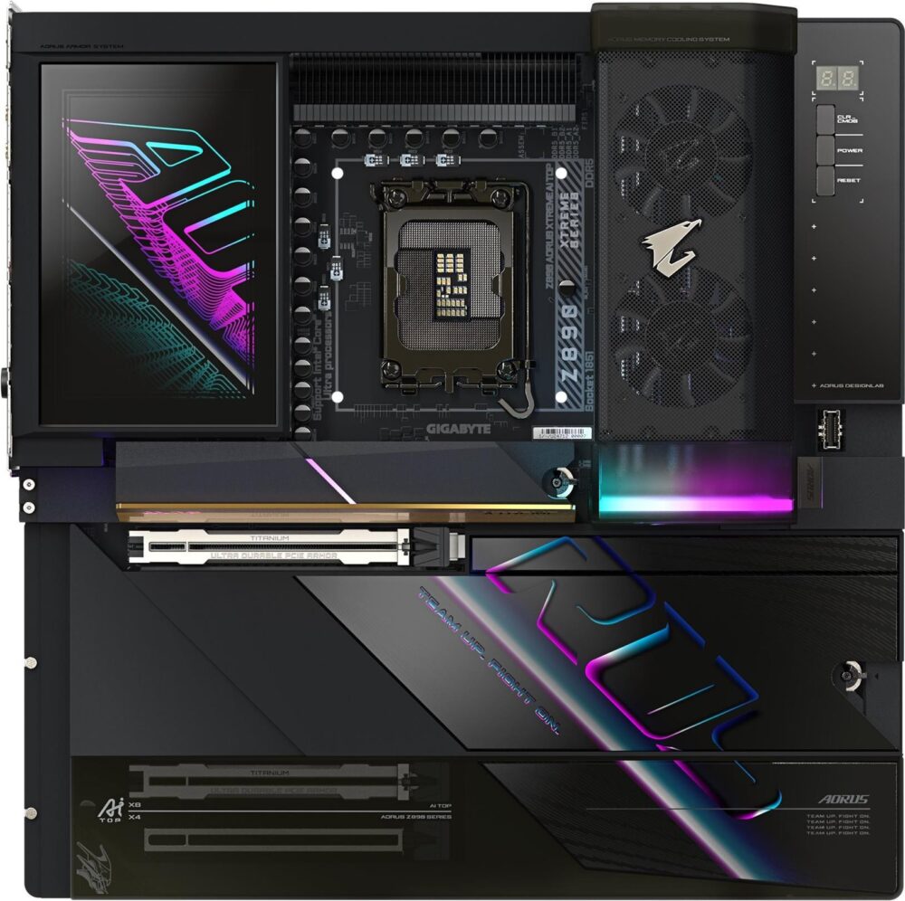 GIGABYTE AORUS Z890 A XTREME AI TOP - Motherboard - E-ATX - LGA1851-Sockel - Z890 Chipsatz - USB4, USB 3,2 Gen 2, USB 3,2 Gen 1, USB-C 3,2 Gen 2x2 - 2 x 2,5 Gigabit LAN, Bluetooth, Wi-Fi 7 - Onboard-Grafik (CPU erforderlich) - HD Audio (8-Kanal) (Z890 A XTREME AI TOP)