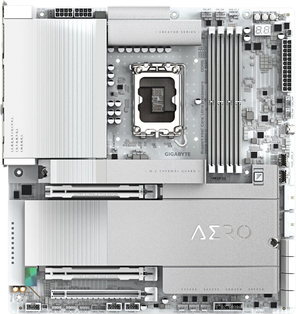 Gigabyte Z890 AERO D - Motherboard - ATX - LGA1851-Sockel - Z890 Chipsatz - USB 3,2 Gen 2, USB 3,2 Gen 1, USB4 - 2 x 2,5 Gigabit LAN, Bluetooth, Wi-Fi 7 - Onboard-Grafik (CPU erforderlich) - HD Audio (8-Kanal) (Z890 AERO D)
